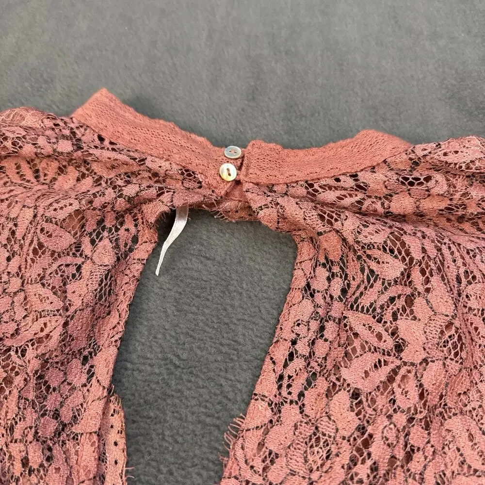 Free People Secret Origins Lace Tunic Dusty Mauve Size Medium